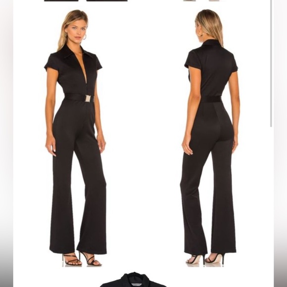 Amanda Uprichard | NEW Walker Collared Front Zip Jumpsuit in Black Size M - Picture 1 of 5